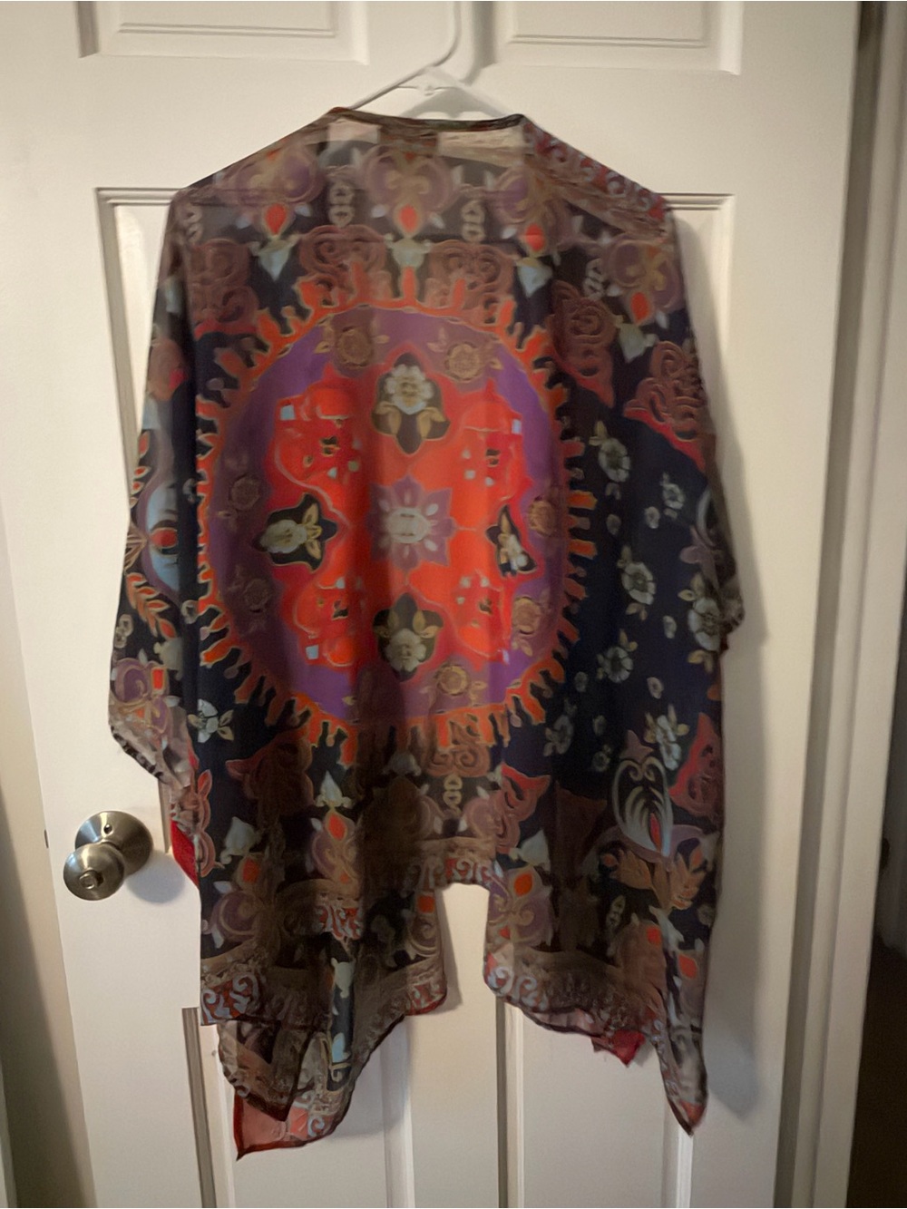 Angie Multicolor Floral Kimono Jacket in Red and Navy - Picture 3 of 3